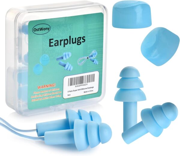 OSWONY Earplugs, 3+2 Pairs Soft Silicone