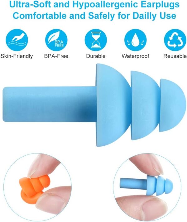 OSWONY Earplugs, 3+2 Pairs Soft Silicone - Image 4