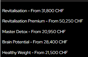Prices in Swiss Franc